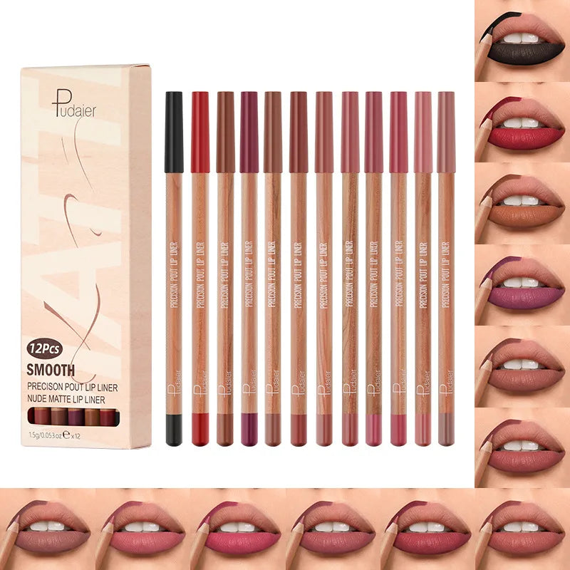 12-Piece Matte Lip Liner Set | Long Lasting Lip Contour Kit