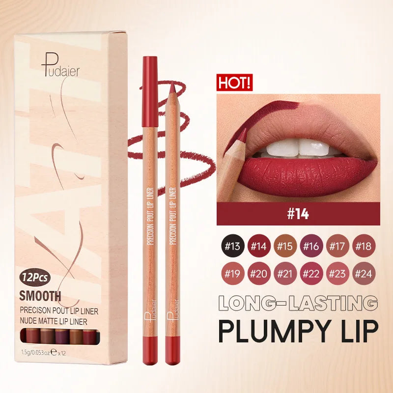 12-Piece Matte Lip Liner Set | Long Lasting Lip Contour Kit
